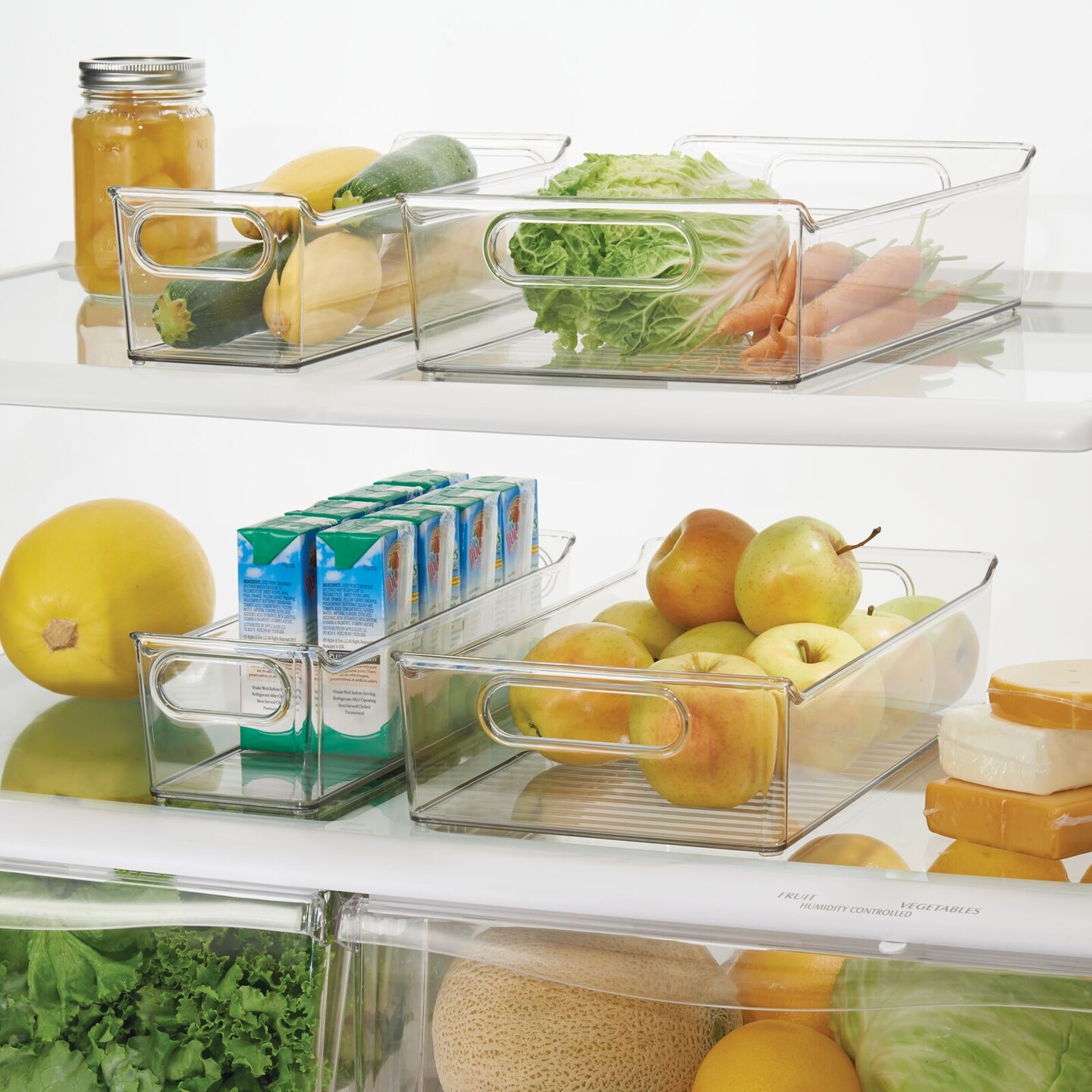 mDesign Plastic Food Storage Bins for Kitchen, Pantry, Handles, Set of 4 - Clear