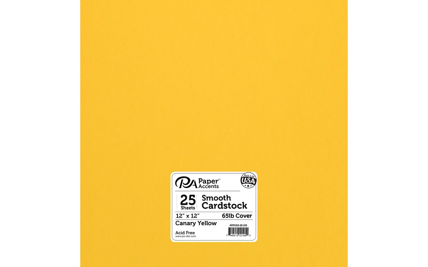 PA Paper Accents Cardstock Pack 12&#x22; x 12&#x22; Canary Yellow, Smooth, 65lb  colored cardstock paper for card making, scrapbooking, printing, quilling and crafts, 25 pieces