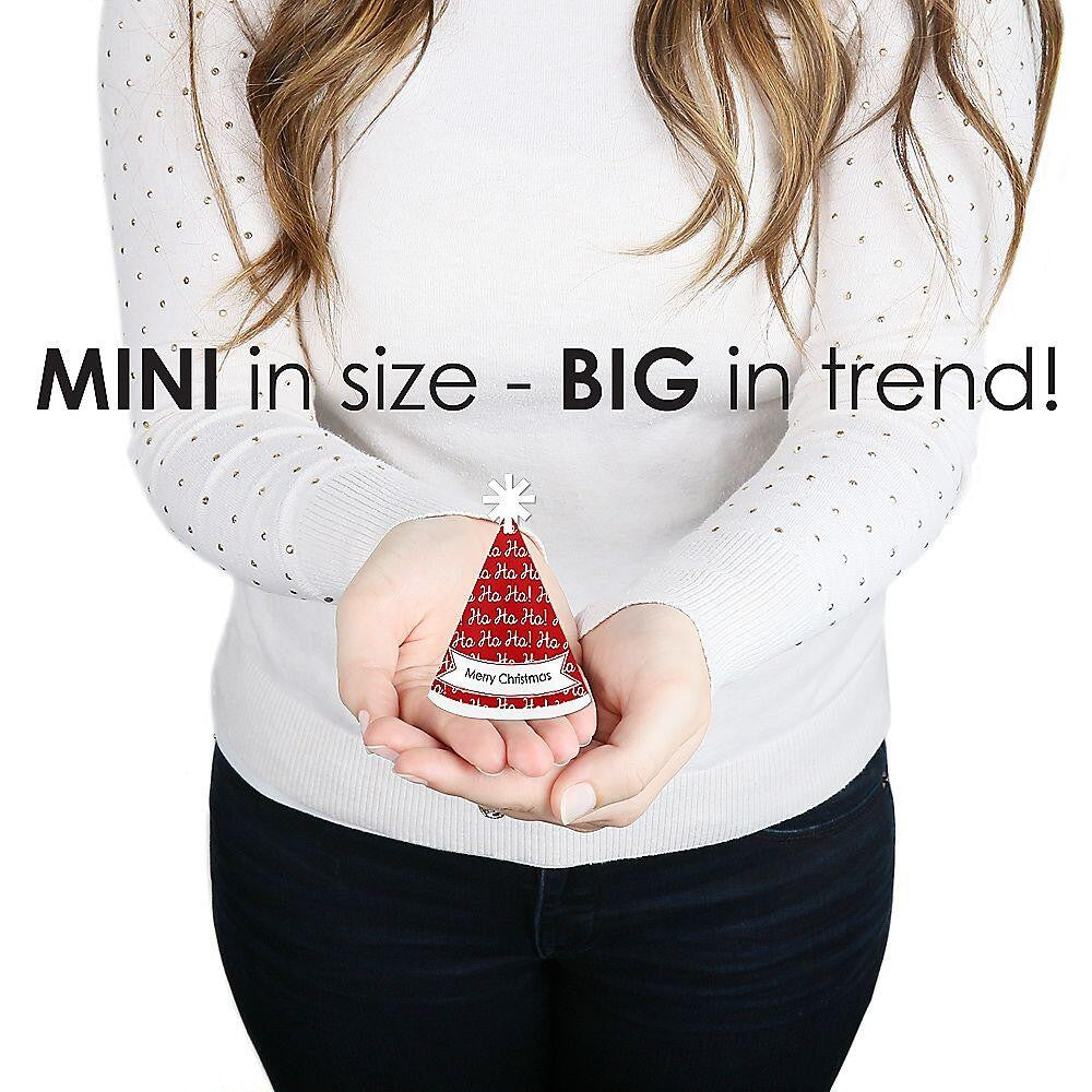 Big Dot of Happiness Jolly Santa Claus - Mini Cone Merry Christmas Party Hats - Small Little Party Hats - Set of 8