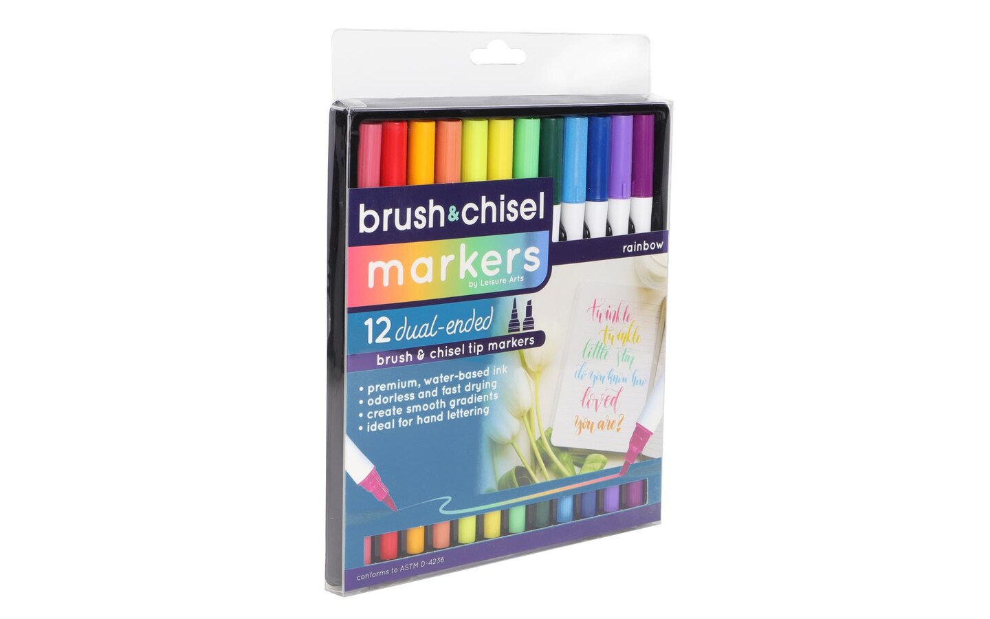 Leisure Arts® 12 Color Rainbow Brush & Chisel Dual Tip Marker Set