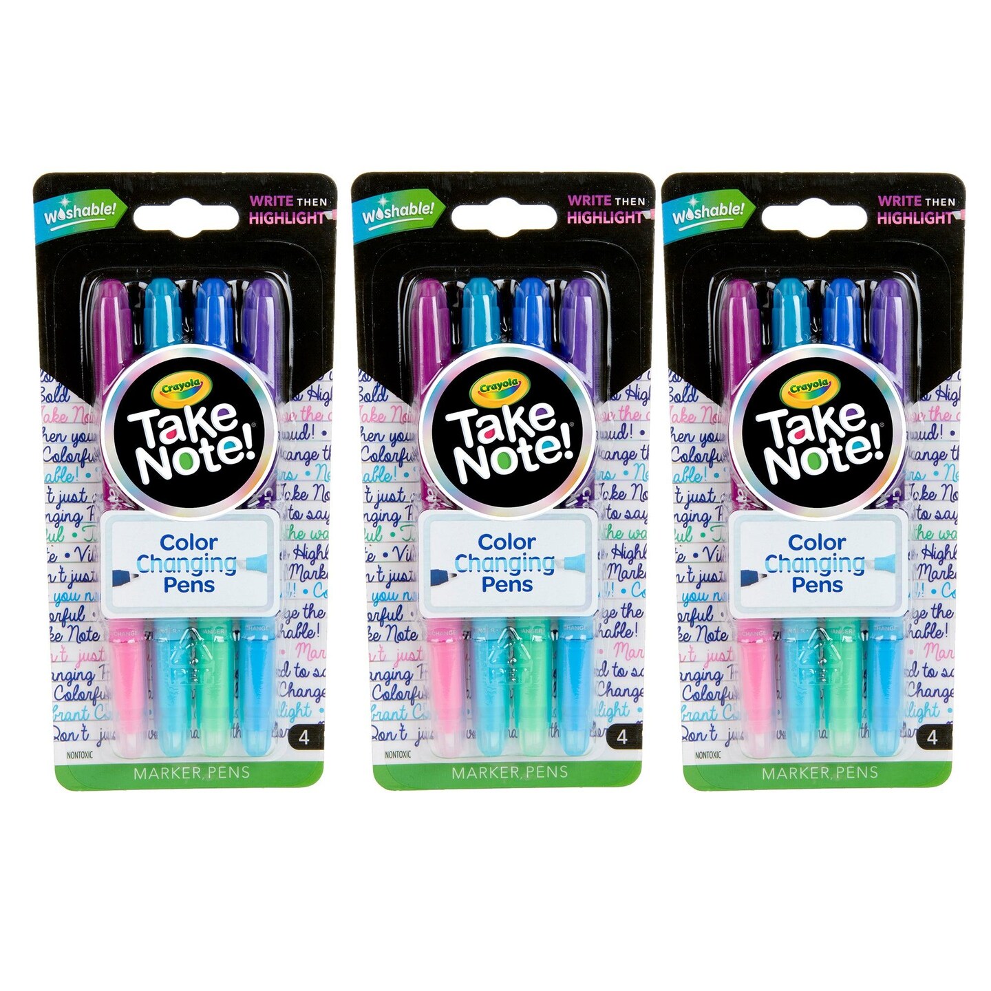 Take Note! Dual Ended Color Changing Pens, 4 Per Pack, 3 Packs