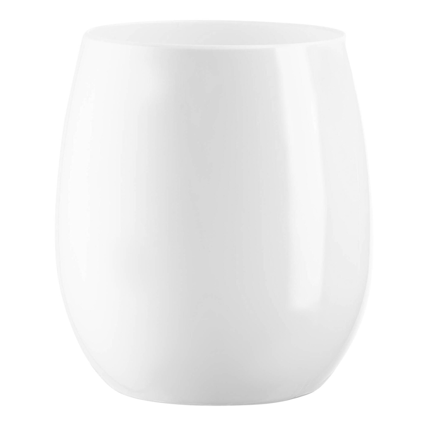 Solid White Elegant Stemless Plastic Wine Glasses 12 Ounce (64