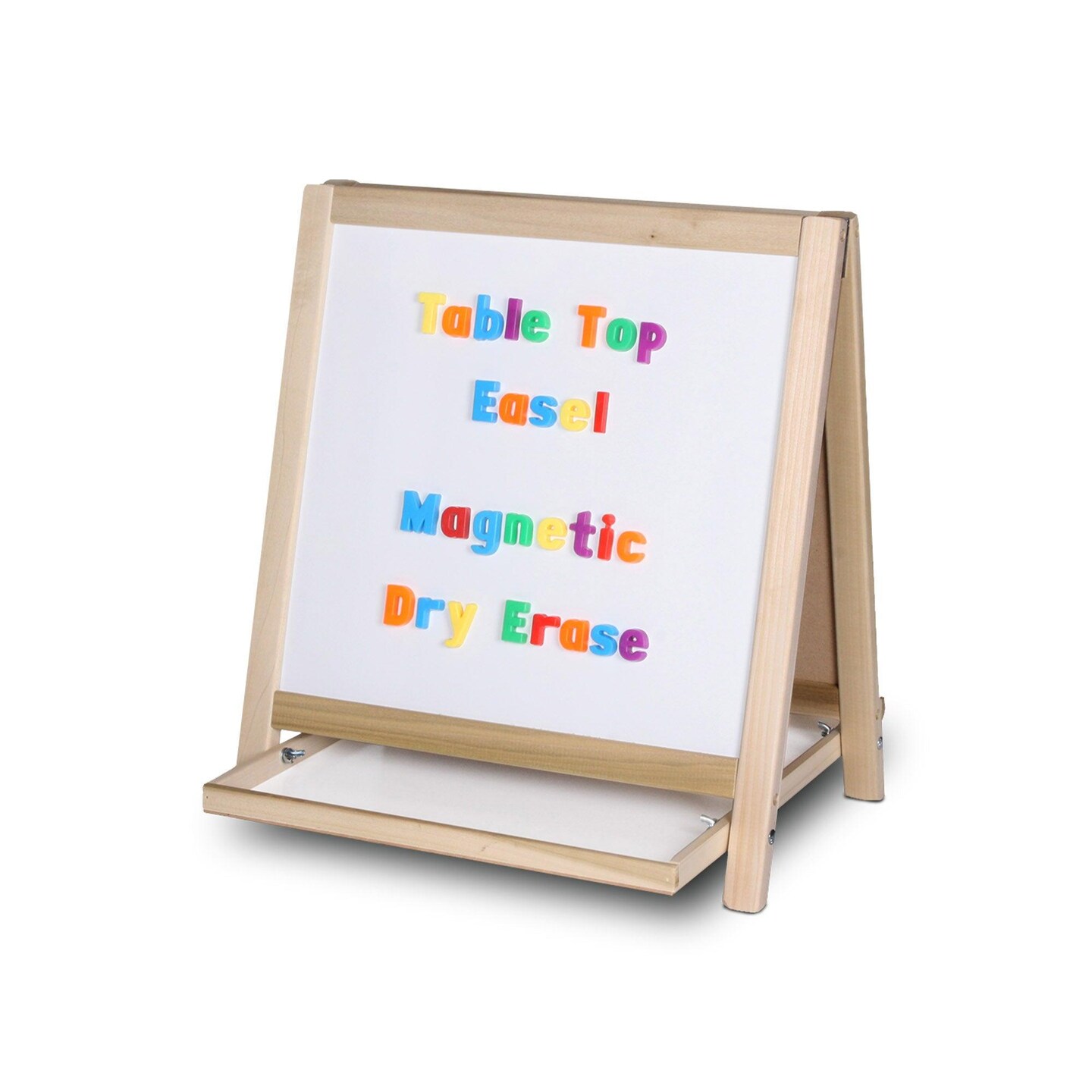 Magnetic Table Top Easel White Dry Erase/Black Chalkboard, 19.5&#x22;H x 18&#x22;W