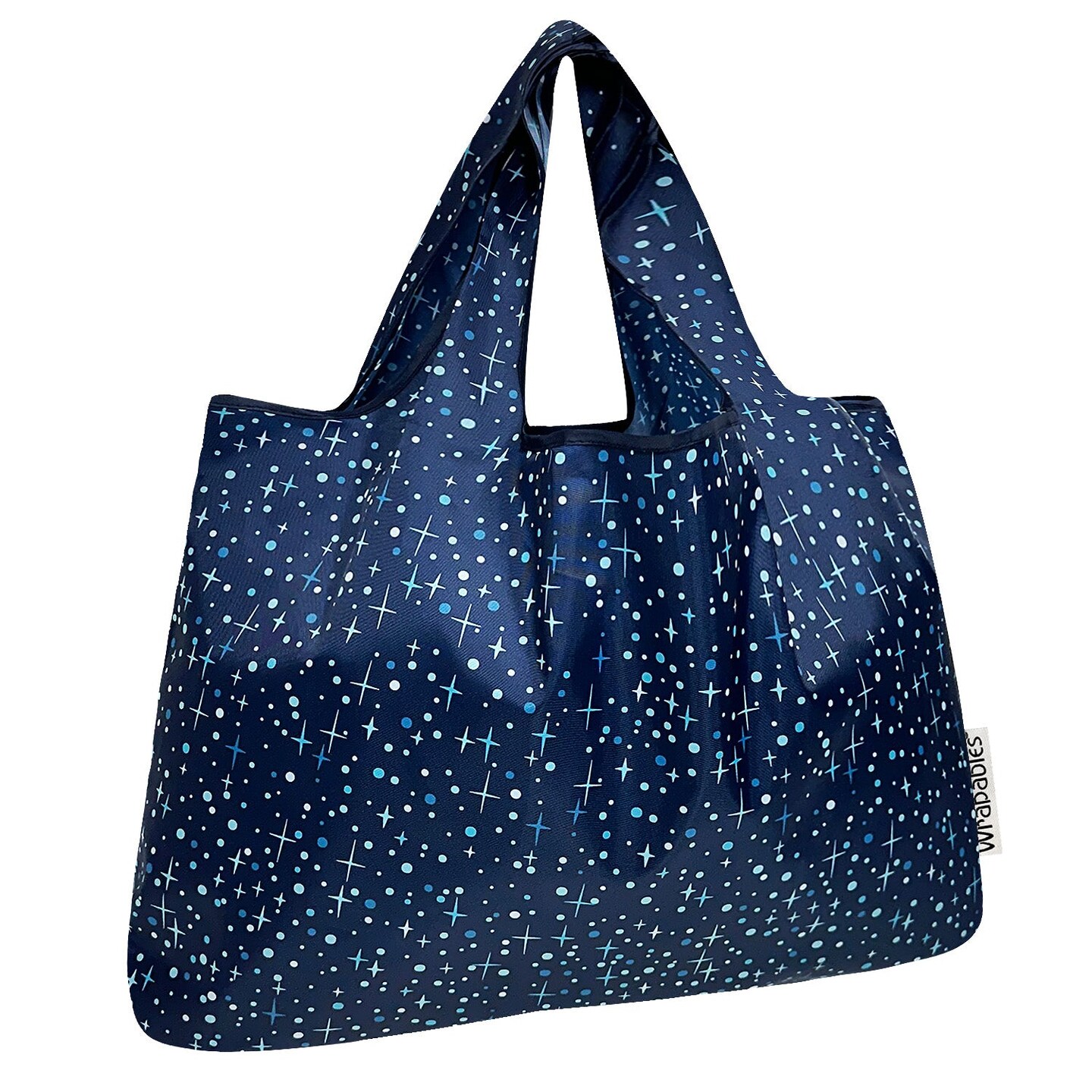 Wrapables Large Foldable Tote Nylon Reusable Grocery Bags, Twinkling Stars