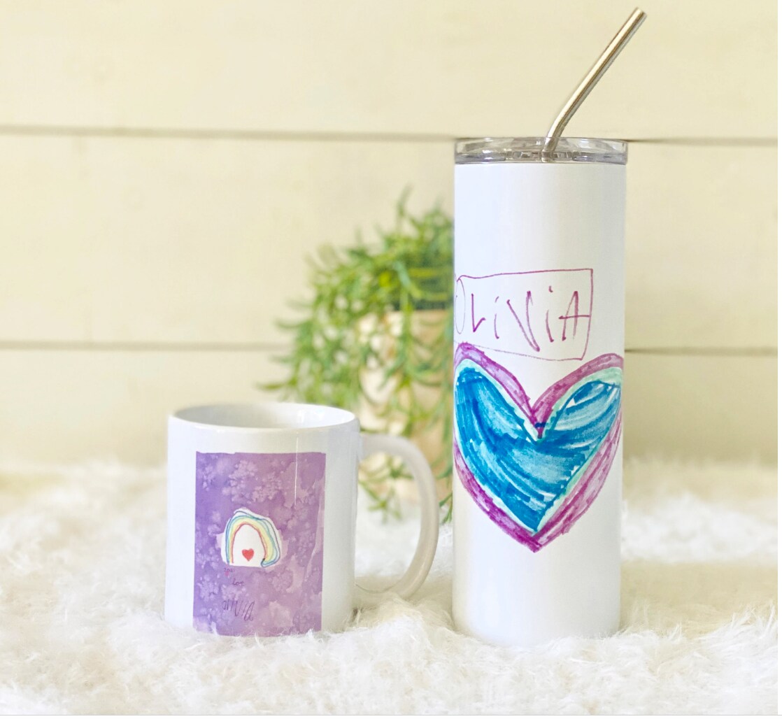 Personalized Kids drawing Mug, kids art Tumbler, children artwork travel  mug keepsake, child art drawing keepsake,mom dad gift,grandma gift