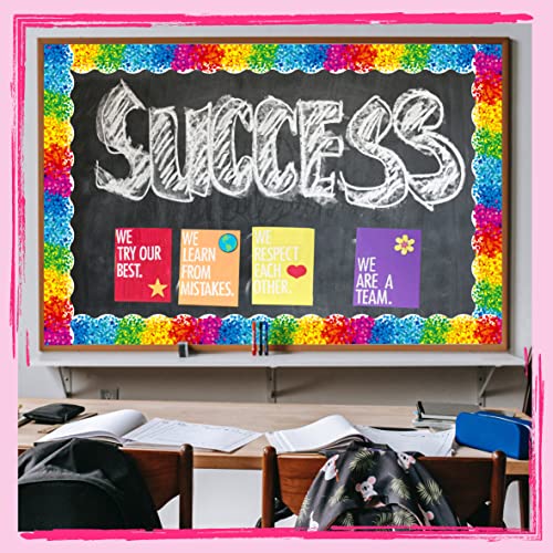 60 Feet Bulletin Board Borders - Confetti Scalloped Rolled Border Trim for Schools, Classrooms, and Offices