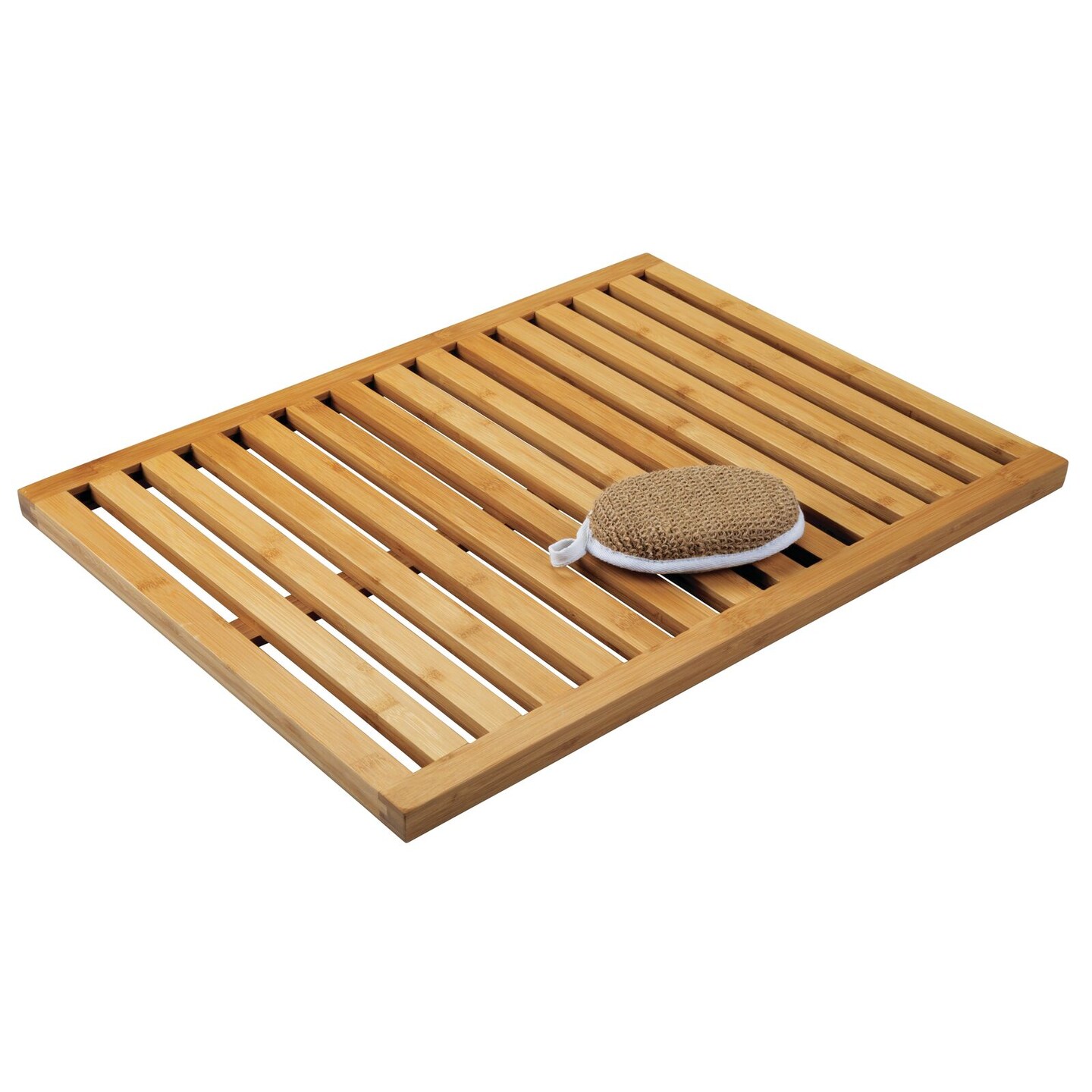 mDesign Bamboo Non-Slip Indoor/Outdoor Spa Bath Mat - Natural Wood