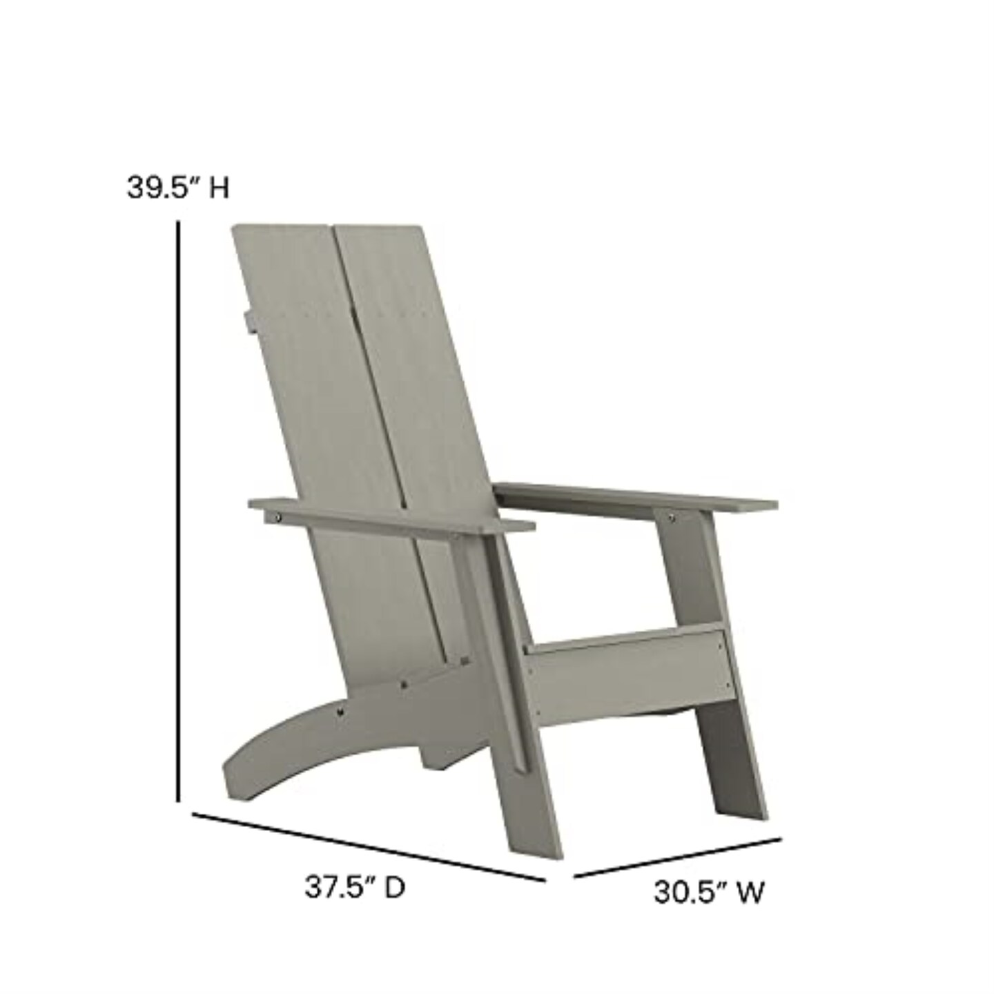 Sawyer Modern All-Weather Poly Resin Wood Adirondack Chair with Foot Restin Gray