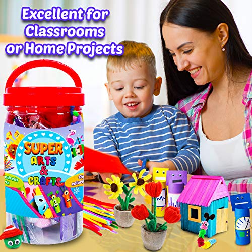 50 Arts And Crafts For Kids, 400 Pieces Art Supplies Craft Materials, 7  Year Old Gifts For Girls + Boys Ages, 4-6 6-8