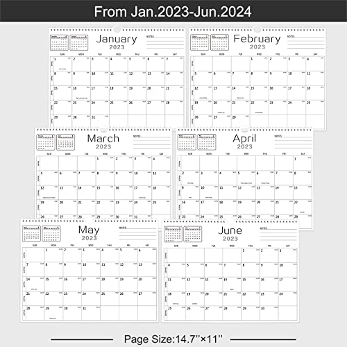 BHR Wall Calendar -Calendar 2023-2024 from Jan. 2023 to Jun. 2024 18 Months Calendar 14.7&#x22;&#xD7;11&#x22;Thick Paper with Julian Dates and Block for New Year and Christmas Gifts (White)