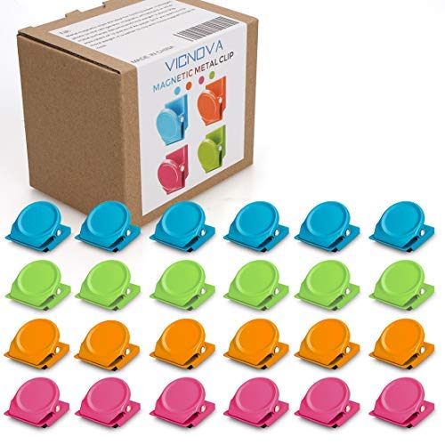 24 Pieces Magnetic Metal Clips, Fridge Magnet Refrigerator Whiteboard Wall Fridge Magnetic Memo Note Clips Magnets Metal Clip Classroom Organization Teacher Must Haves