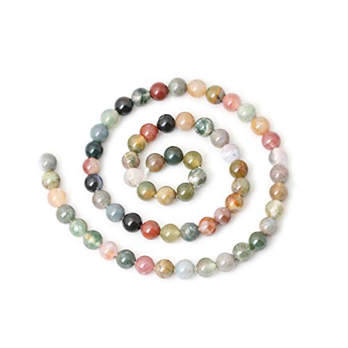 60 Pieces 6mm Natural Indian Agate Gemstone Round Loose Beads for Jewelry Making DIY 1 Strand 15"