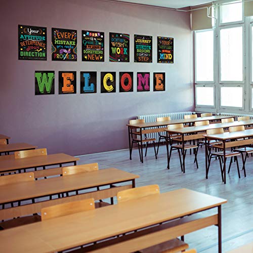 13 Pieces Motivational Posters for Classroom - Laminated Inspirational Posters and Bulletin Board Set with Quotes, Welcome Sign for Teachers, Students, School Counselors, Home, and Office