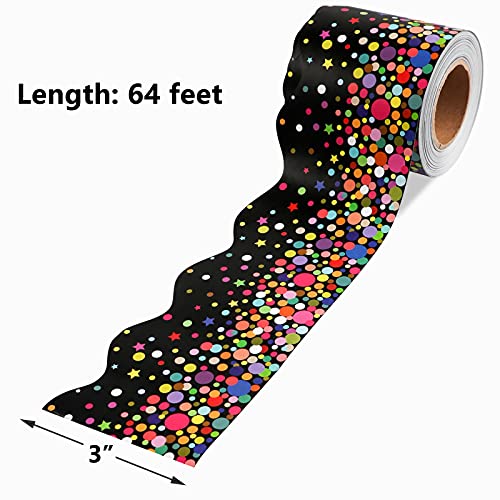 64 Feet Confetti Bulletin Board Borders - Scalloped Trim for Classroom Decoration