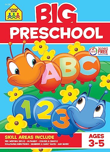 Big Preschool Workbook - 320 Pages, Ages 3 to 5, Colors, Shapes, Numbers, Early Math, Alphabet, Pre-Writing, Phonics, Following Directions, and More (School Zone Big Workbook Series)