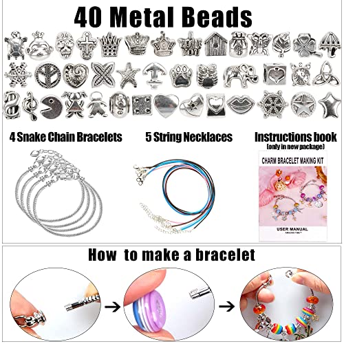 AMAZING TIME 130 Pieces DIY Charm Bracelet Making Kit Including