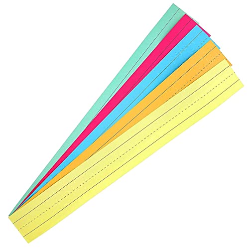 100 Pack Colored Sentence Strips for Teacher Supplies, Classroom, Lined Paper Borders for Writing Words (5 Colors, 3 x 24 in)