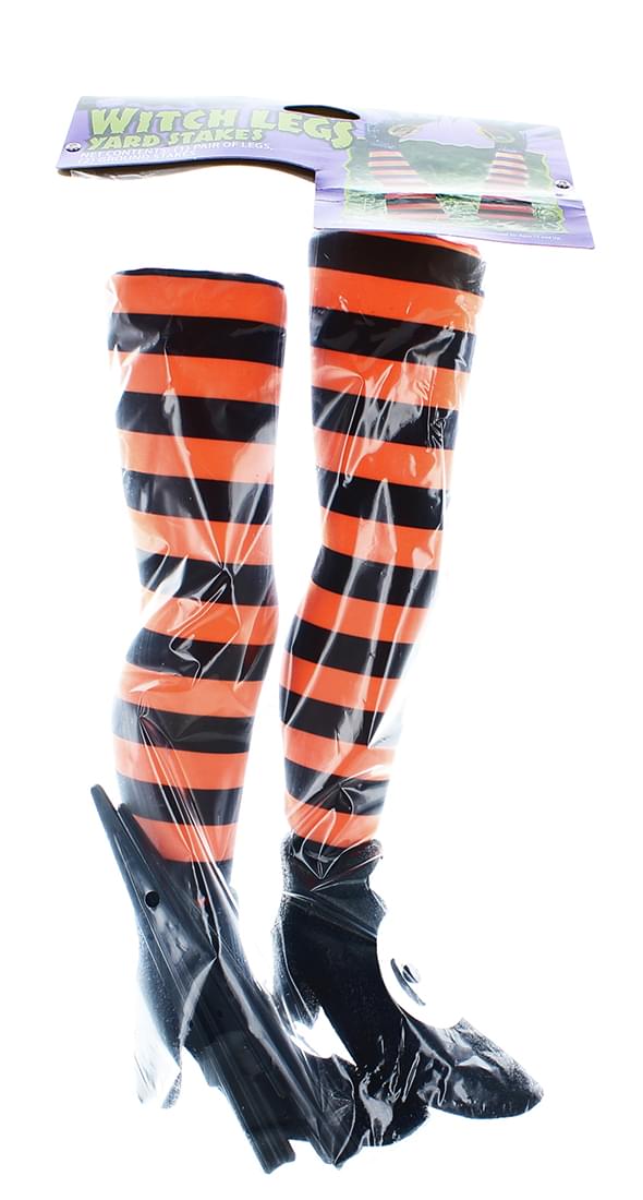 Witch Legs Yard Stakes Orange/Black Halloween Décor | Michaels