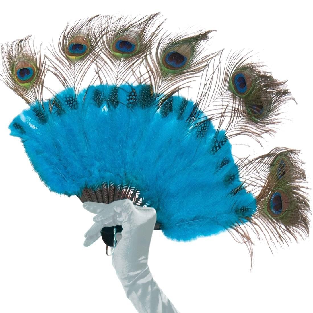 Peacock Tail Feather Handheld Fan Costume Accessory