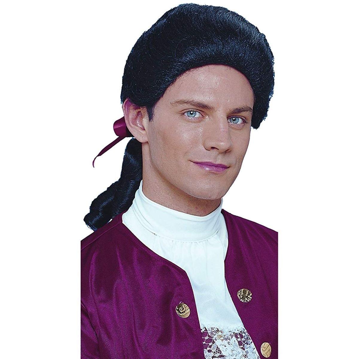 Colonial Duke Men&#x27;s Costume Wig with Bow - Black