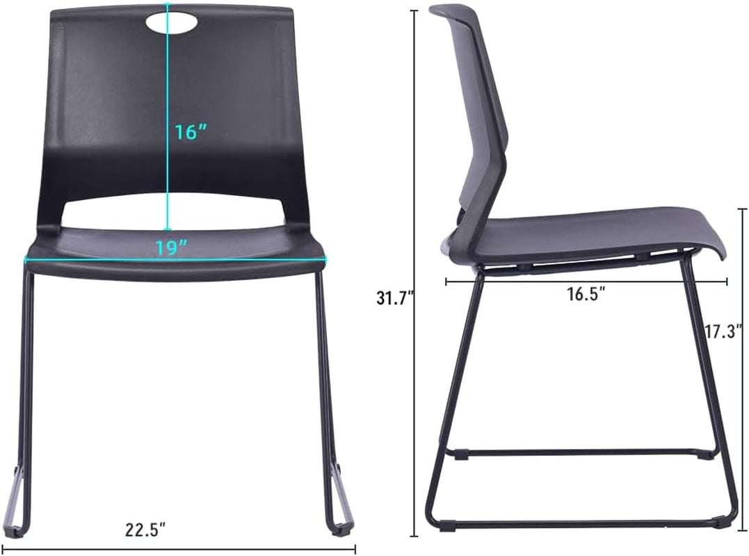 Stacking Chairs Stackable Waiting Room Chairs Conference Room Chairs-Black (Set of 4)