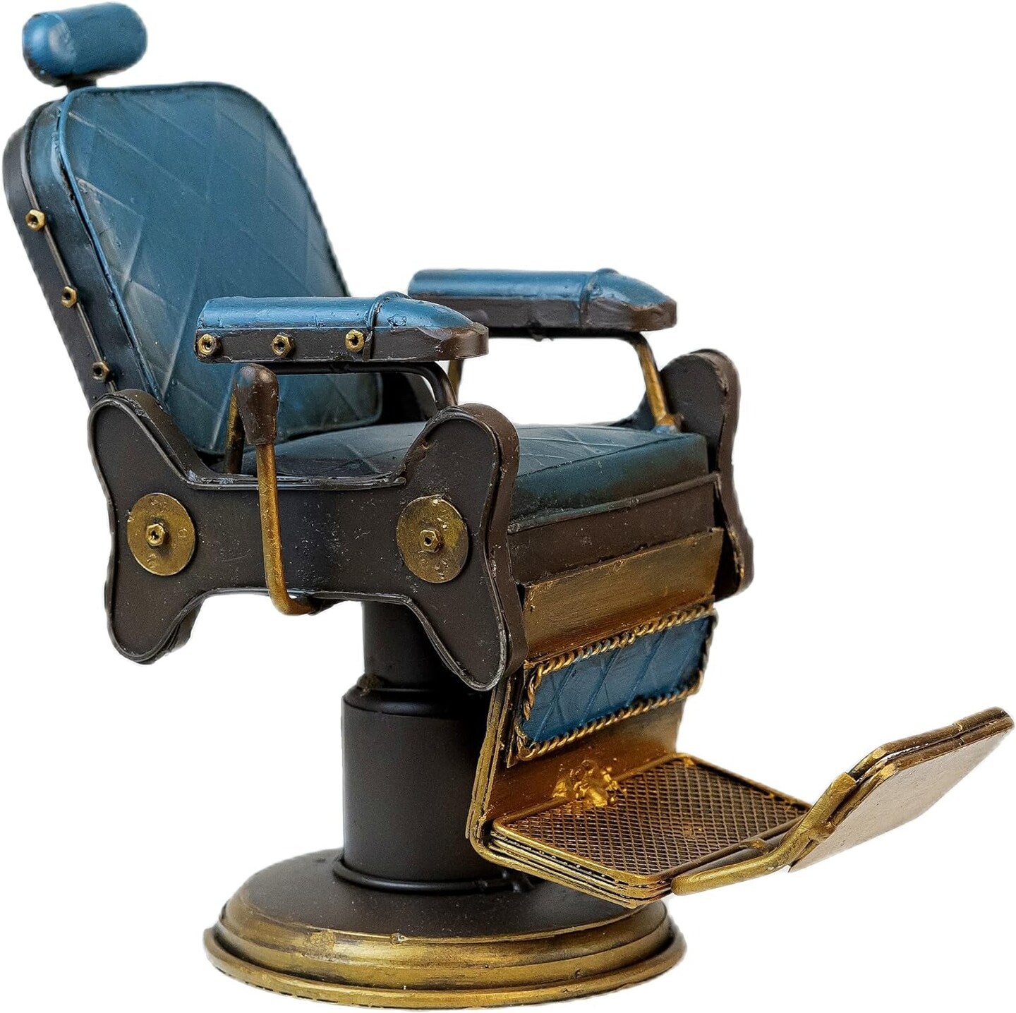 Mini Hairdressing Chair Model Miniature Vintage Barber Chair Retro Haircut Iron Craft Creative Crafts Rustic Barber Shop Chair Model Home Desktop Crafts Decoration American Style