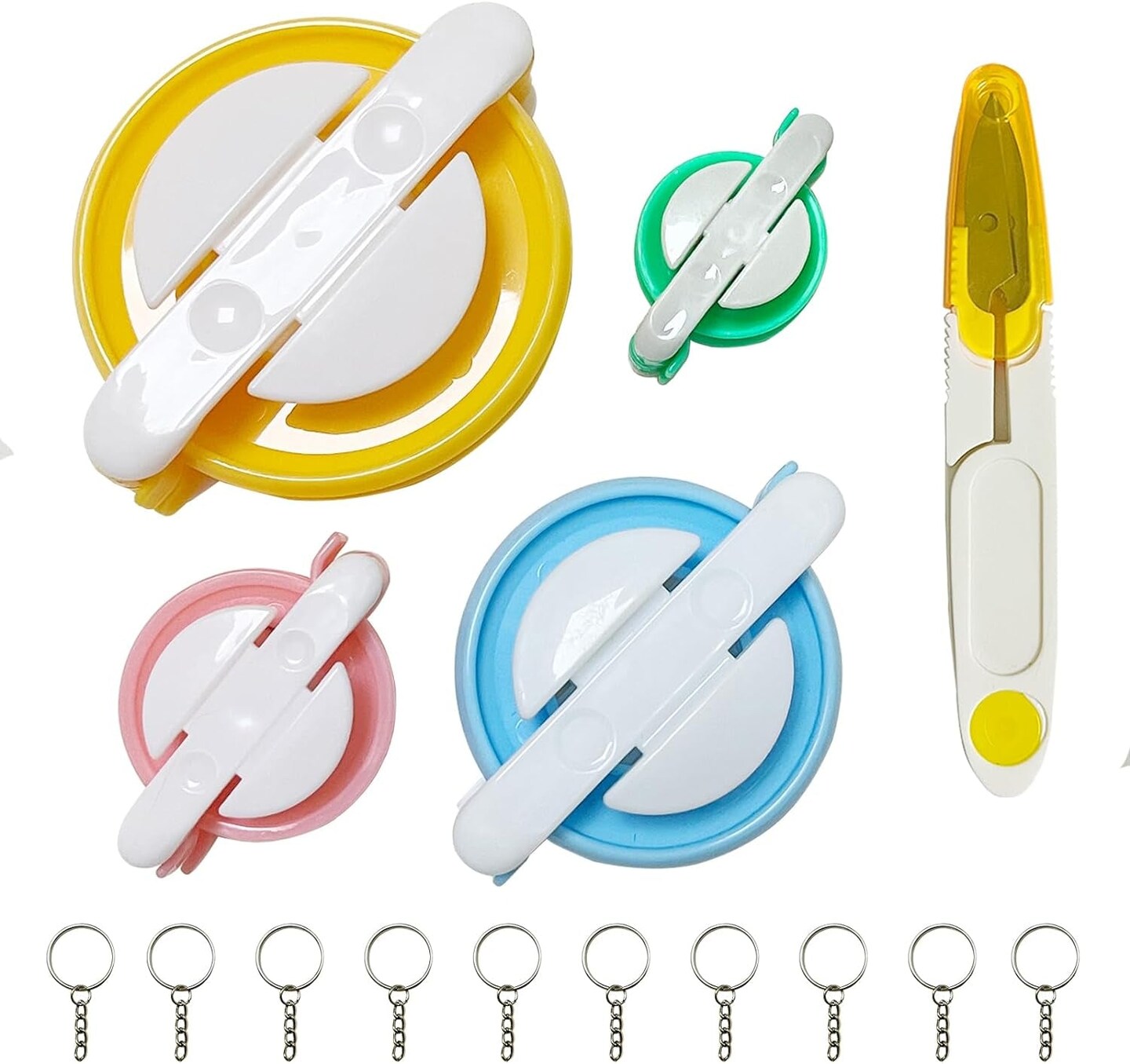 Pompom Makers 4 Size Pom Poms Maker Tool Set DIY Fluff Ball Weaver for DIY Wool Yarn Knitting Craft Project with Cutter Scissors (Style A)