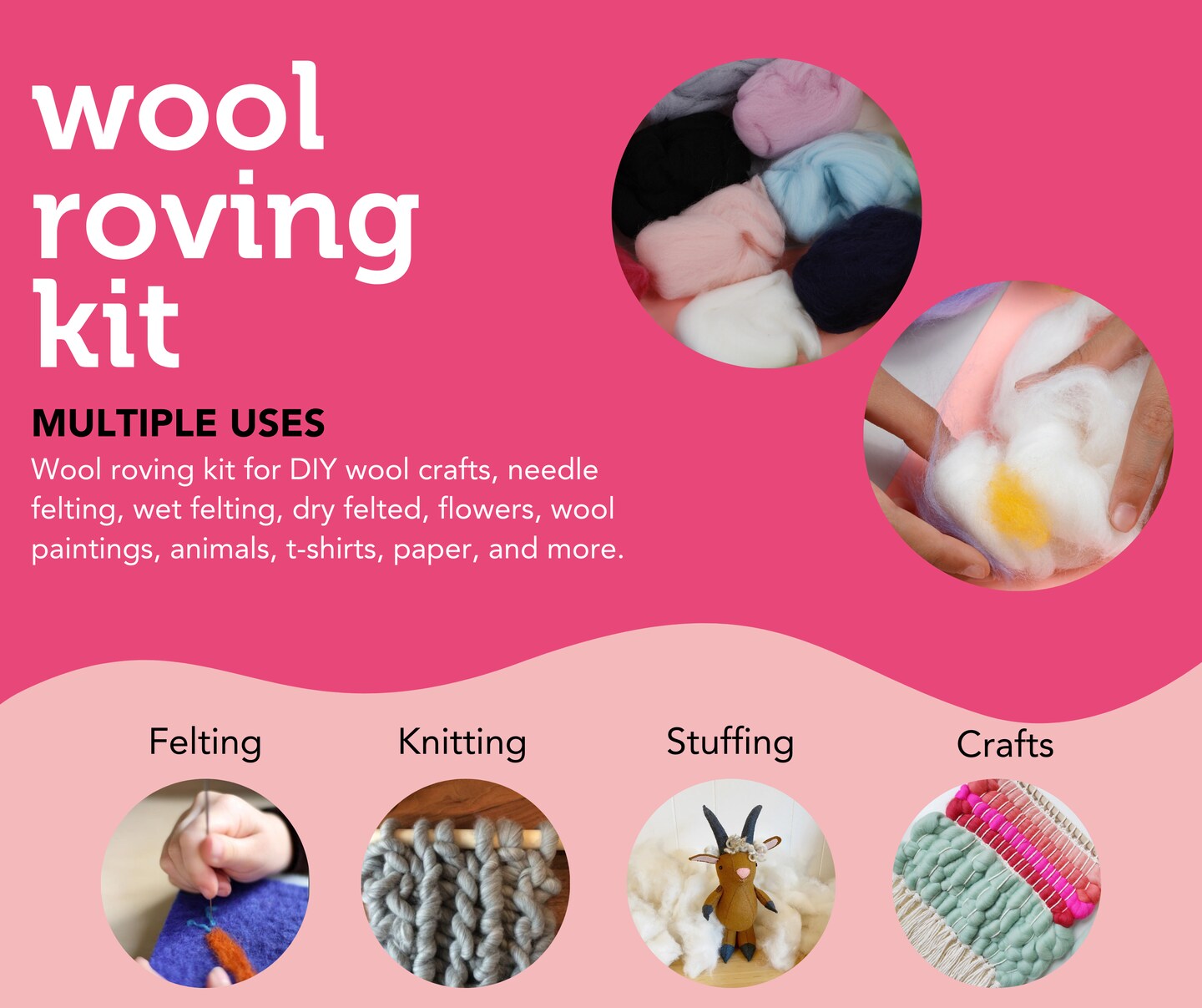 Incraftables Wool Needle Felting Kit (15 Colors). Best Wool Felting