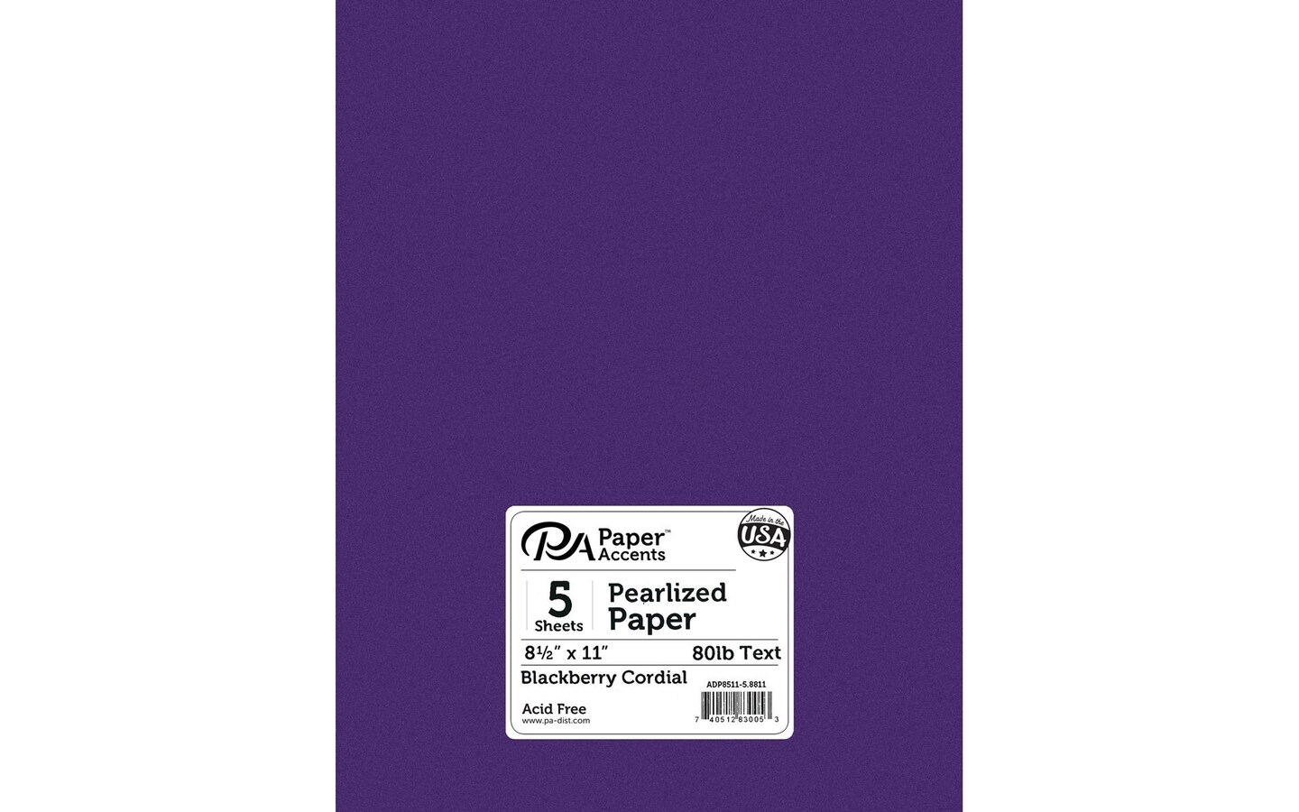 Paper Pearlized 8.5x11 80lb Blackberry Cordial 5pc