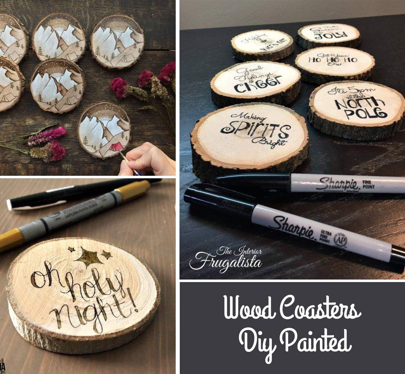 Natural Wood Slices 30Pcs 3.1&#x27;&#x27;-3.5&#x27;&#x27; Unfinished Wood Crafts with Pre-drilled Hole, Wood Slices Ornaments for Christmas DIY Rustic Crafts Wooden Circles Coasters Wedding Decor, 33 Feet Twine