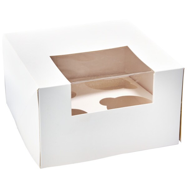 White 4 Count Cupcake Cake Box 10ct