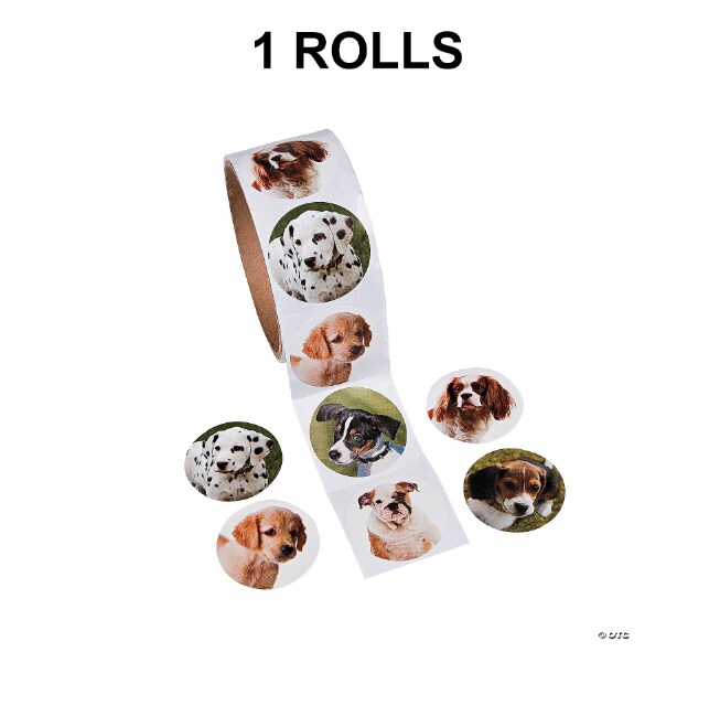 1 1/2&#x22; Realistic Dog Sticker Roll 100 Pieces