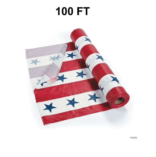 40&#x22; x 100 ft. Patriotic Red, White &#x26; Blue Disposable Plastic Tablecloth Roll