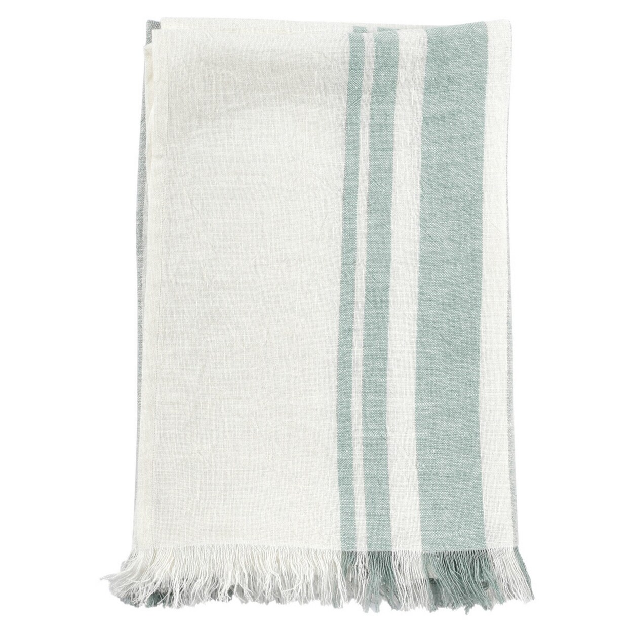 Saltoro Sherpi 50 Inch Throw Blanket, Soft Belgian Flax Linen, Sage