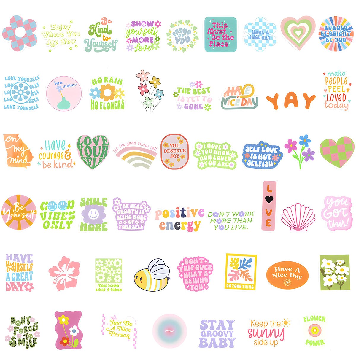 Wrapables Waterproof Vinyl Stickers for Water Bottles, Laptop, Phones, Skateboards, Decals for Teens, 100pcs