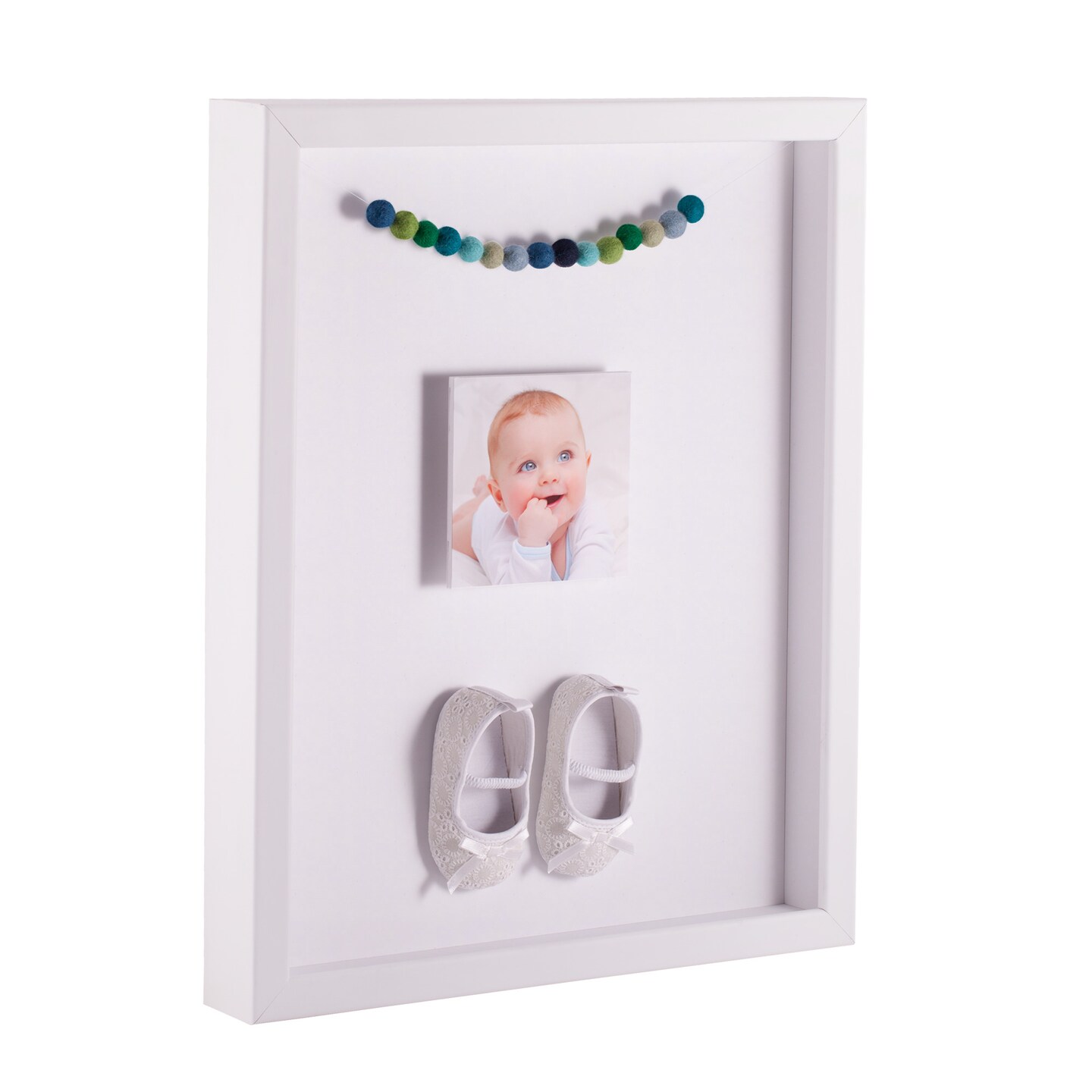 ArtToFrames 10x10 Inch Shadow Box Picture Frame, with a Satin White 1" Wide Shadowbox frame and Super White Mat Backing (4655)