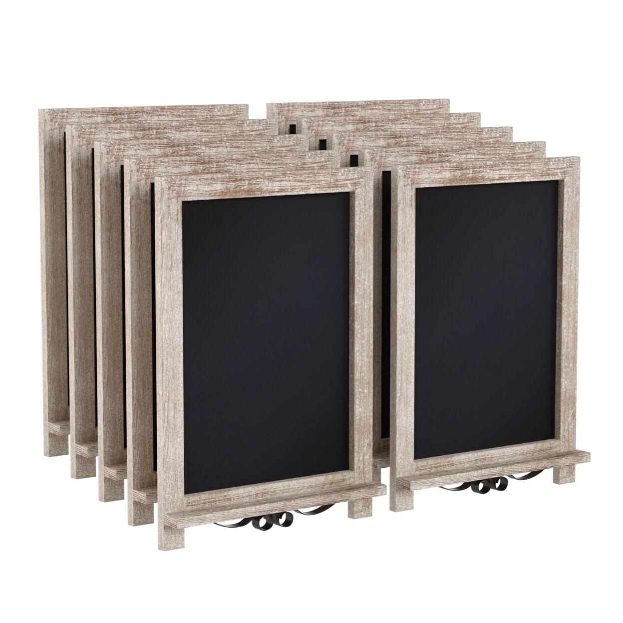 Flash Furniture Set of 10 Rustic Magnetic Chalkboard, Scrolled Metal Legs, Weathered Brown