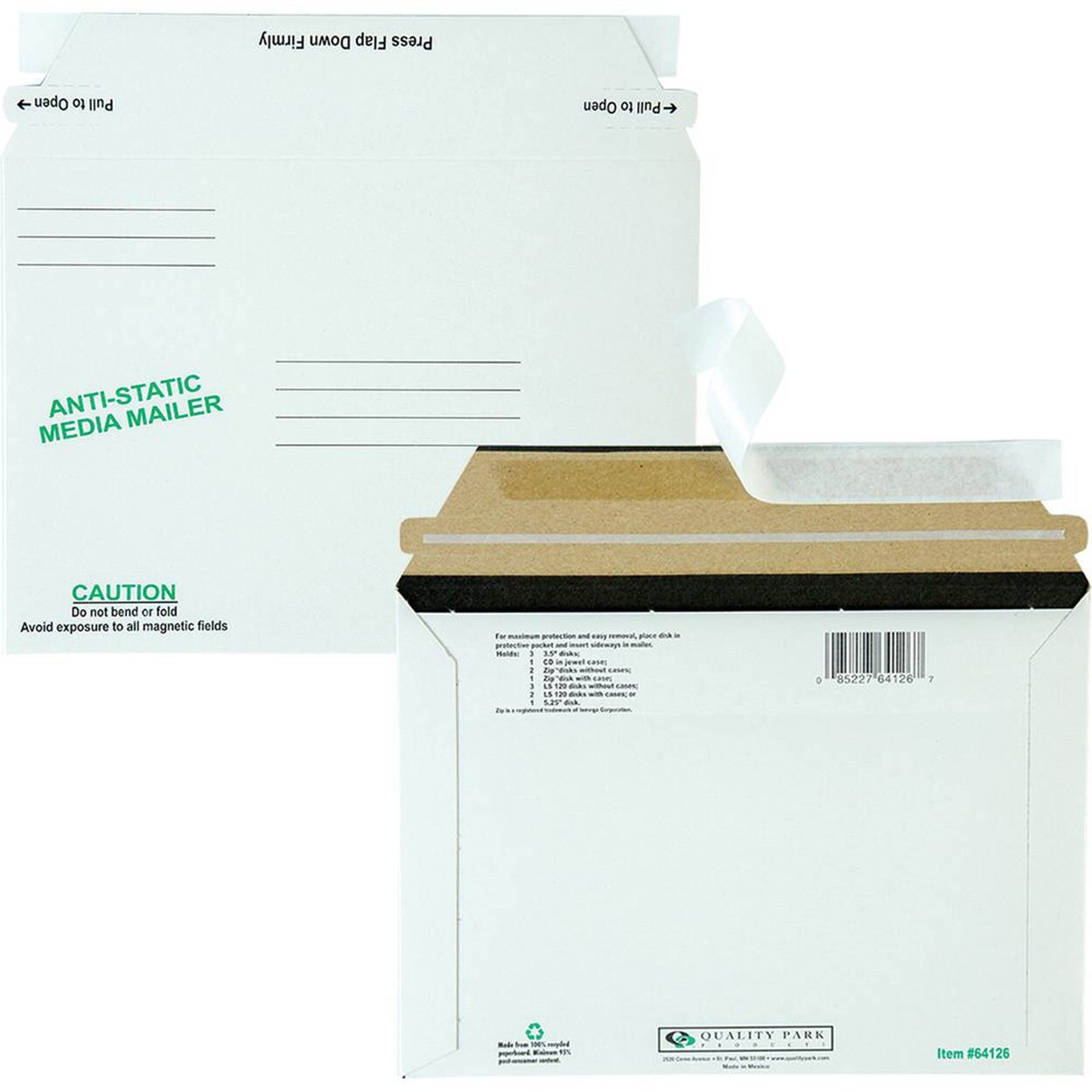 Quality Park   Economy Disk or CD Mailers - CD or DVD - 6&#x22;W x 8 5by8&#x22; L- Self-sealing - Fiberboard - White