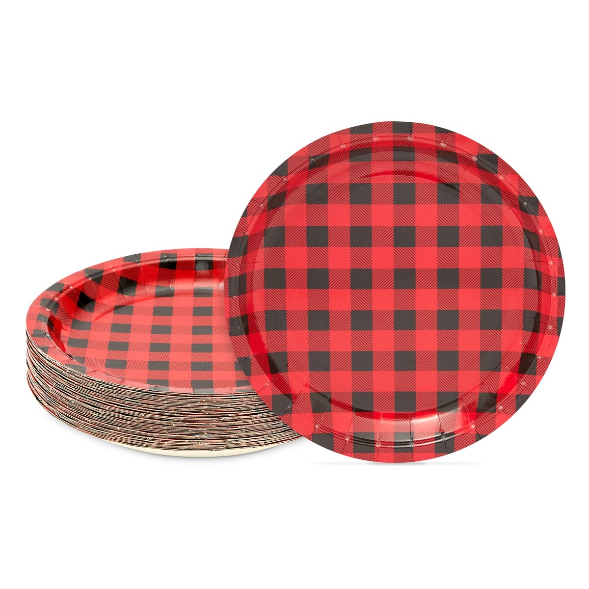 48 Pack Buffalo Plaid Paper Plates for Lumberjack Birthday Party Supplies, Table Decor, Baby Shower (9 In)