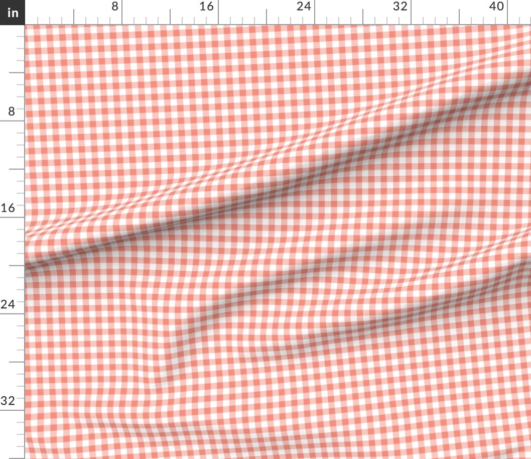 Petal Signature Cotton by the Yard or Fat Quarter Orange Gingham Tangerine Checkered Plaid Classic Cottagecore Custom Printed Fabric by Spoonflower