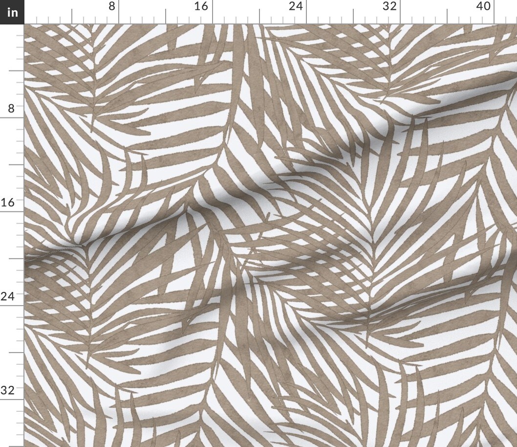 Tropical Palm Coastal Watercolor Summer Resort Beach Brown Tree Custom Printed Fabric by Spoonflower Various Fabrics by the Yard or Fat Quarter