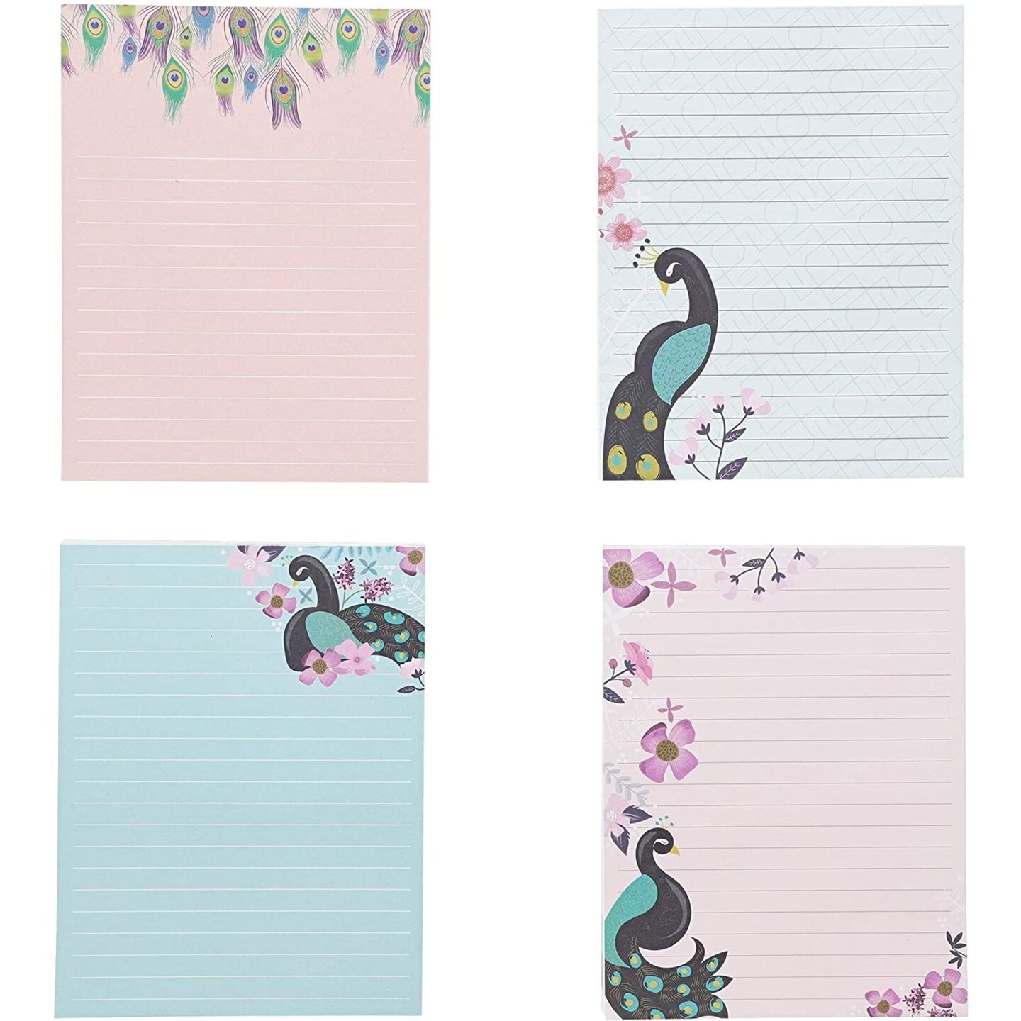 To Do Daily Notepads, Notepads for Women, Peacock Design (50 Sheets, 4-Pack)