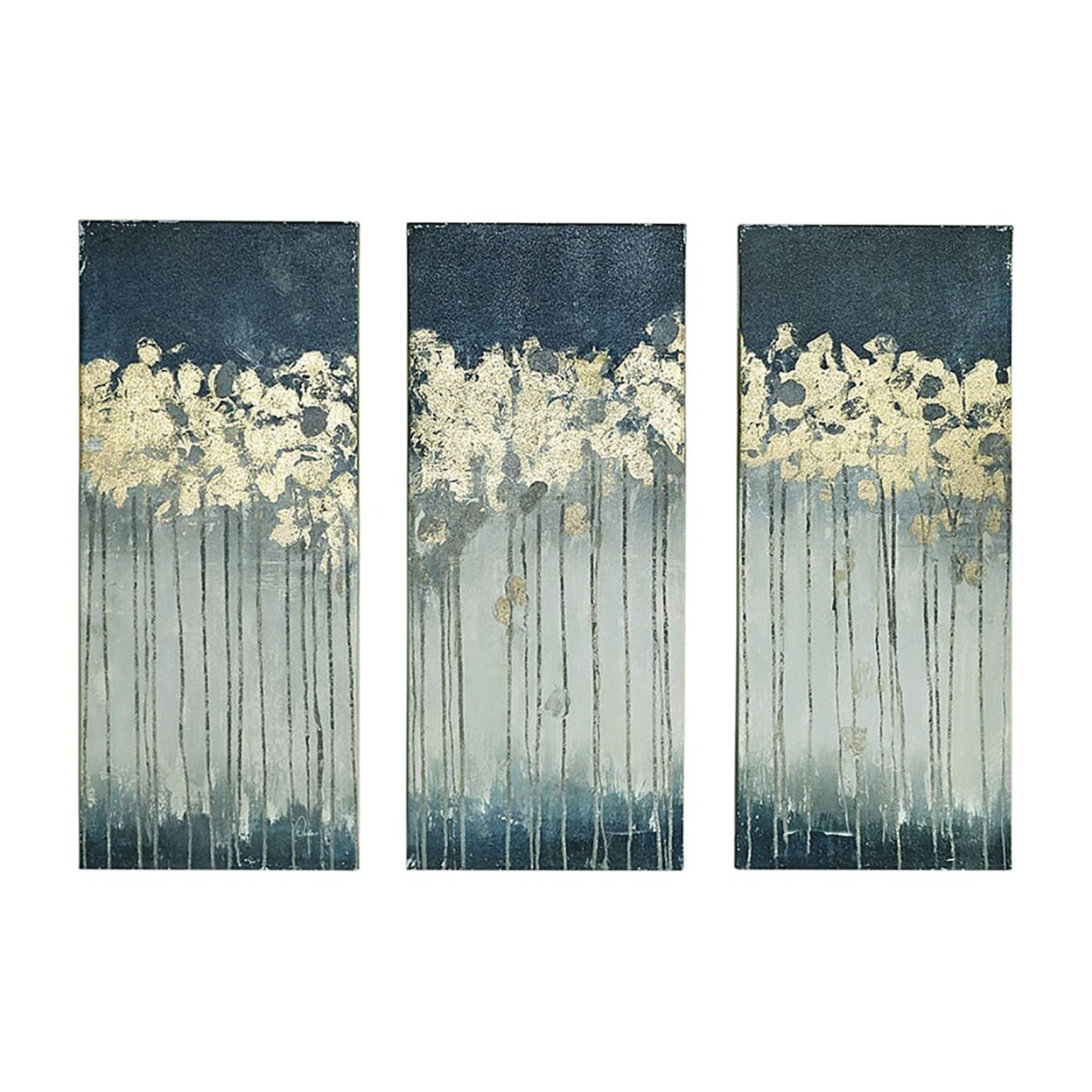 Madison Park Midnight Forest Gel Coat Canvas with Gold Foil Embellishment Teal