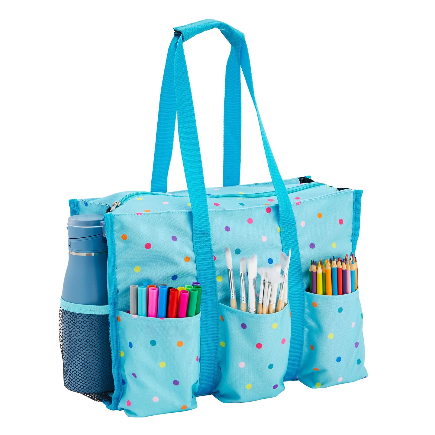 Zip Top Utility Tote Bag with Pockets and Compartments for Teachers ...