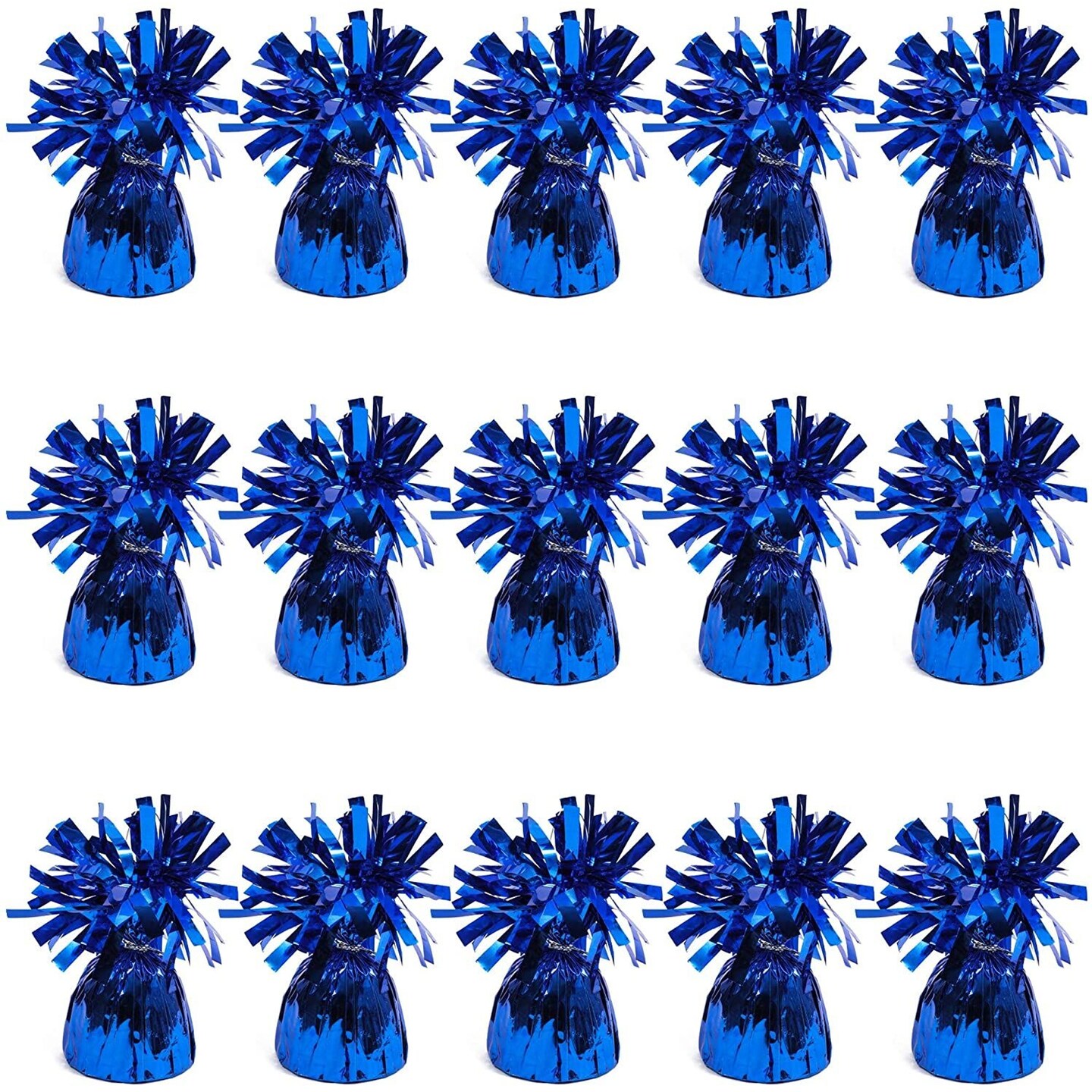 Pack of 15 Blue Balloon Weights - Bulk Party Weights for Tables (Metallic Blue, 6 oz, 4.5 in)
