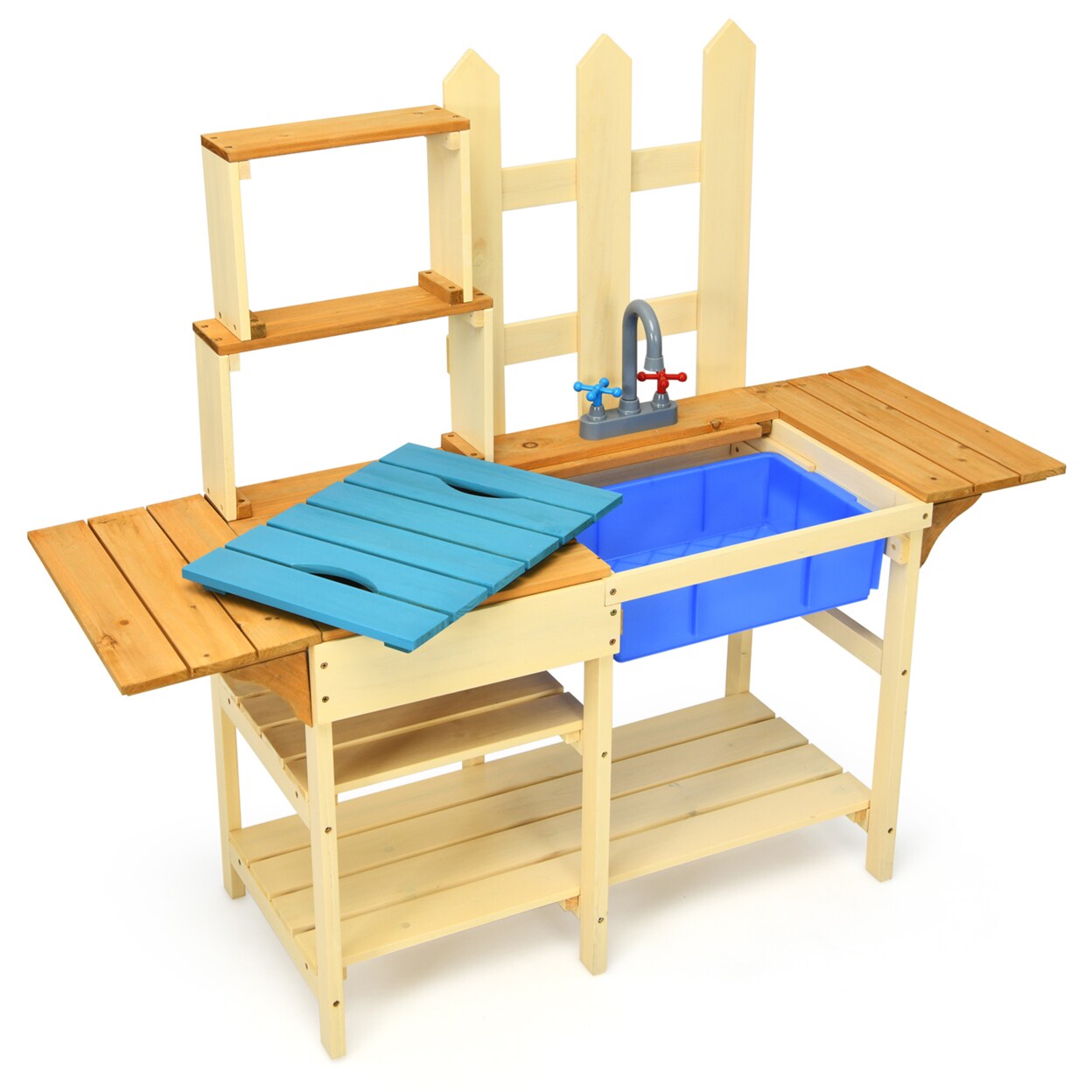 Wooden Kids Pretend Kitchen Play Set Outdoor Cooking Toy Gift Toddler Child