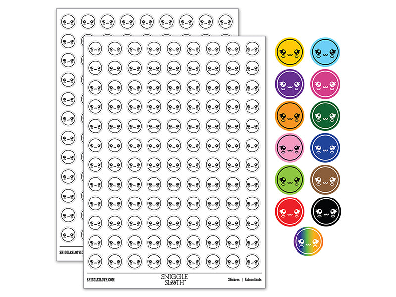 Kawaii Cute Sparkly Eyes Face 200+ 0.50&#x22; Round Stickers