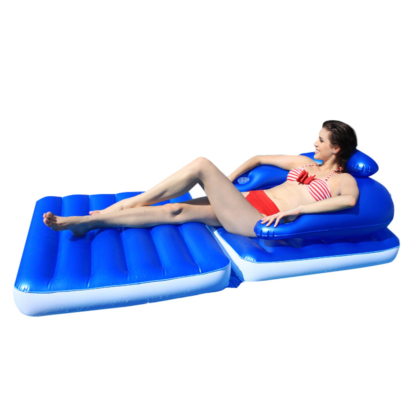 Northlight 74&#x22; Blue Convertible Lounge Chair Inflatable Swimming Pool Float