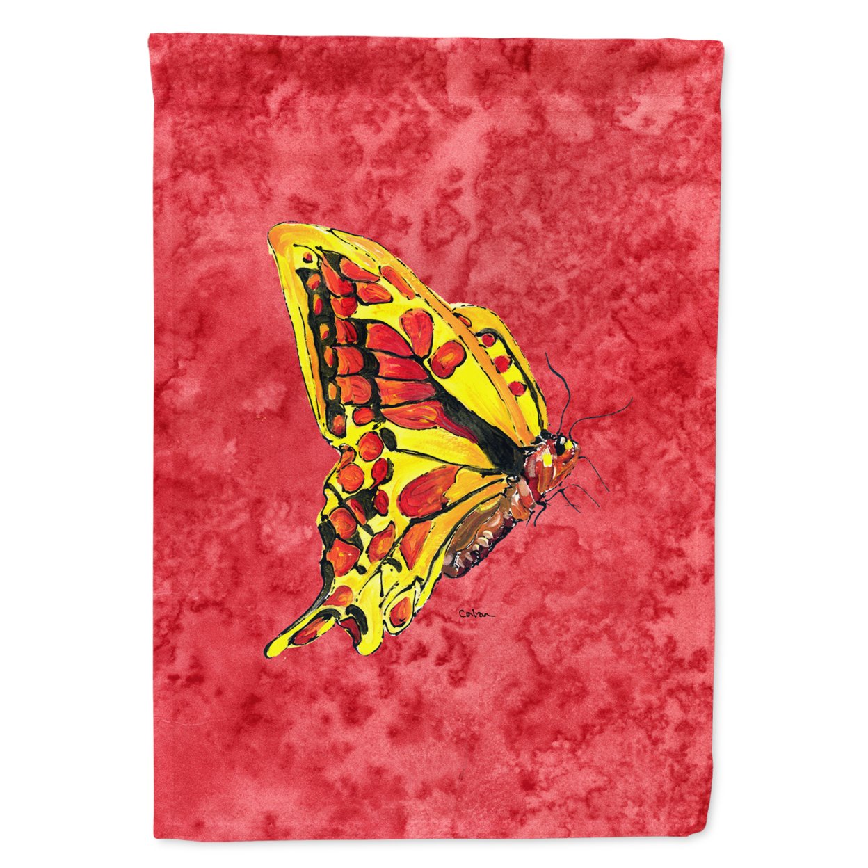 Caroline's Treasures Carolines Treasures 8862-FLAG-PARENT Butterfly on Red Flag multicolor