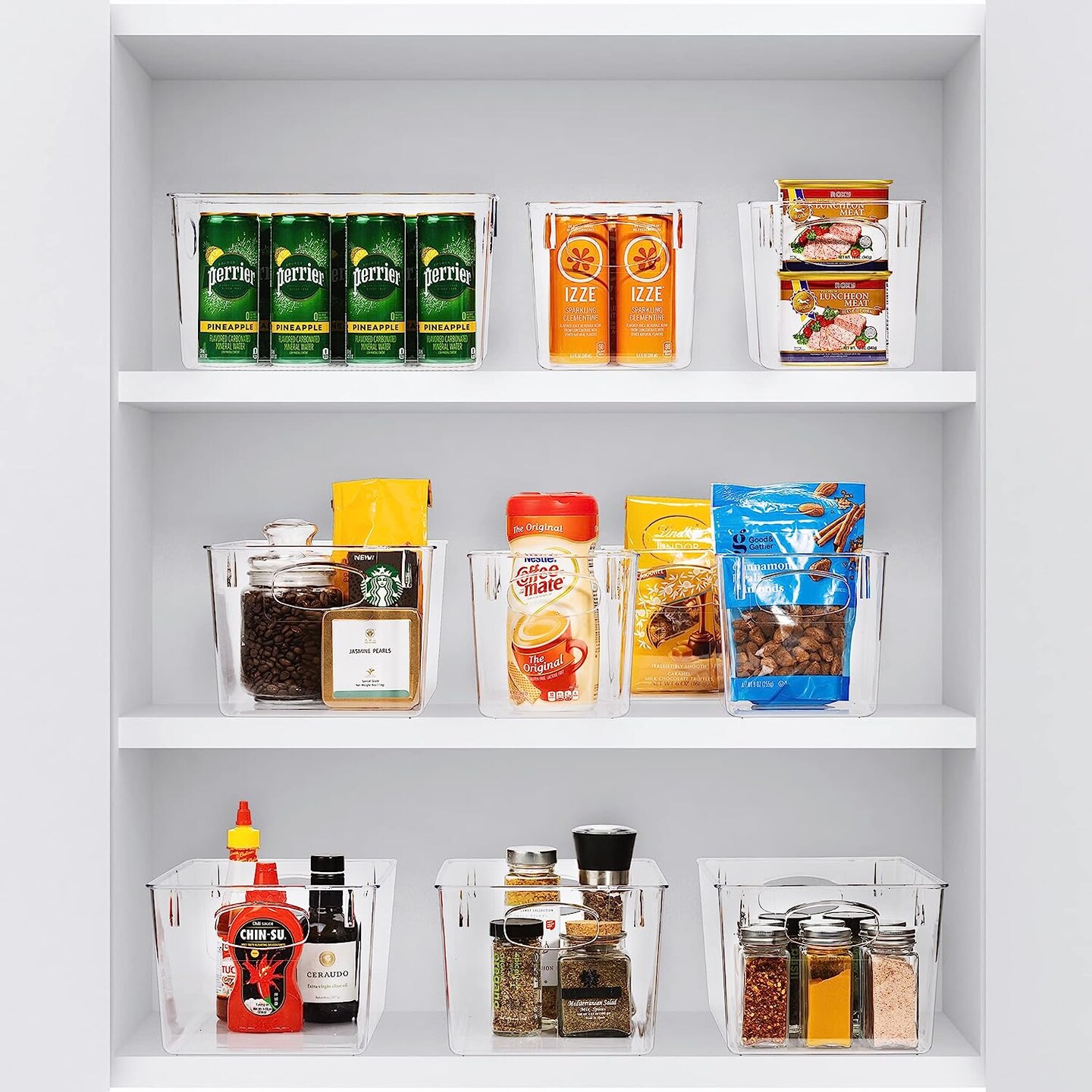 Sorbus Large Plastic Storage Bins - for Kitchen Organization, Pantry Organizers and Storage, Fridge Organizer - Clear Storage Bins (2 pack)